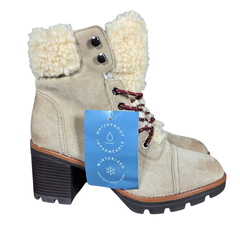 Naturalizer‎ Varuna Boots Womens 9M Beige Waterproof Winterized Leather Faux Fur